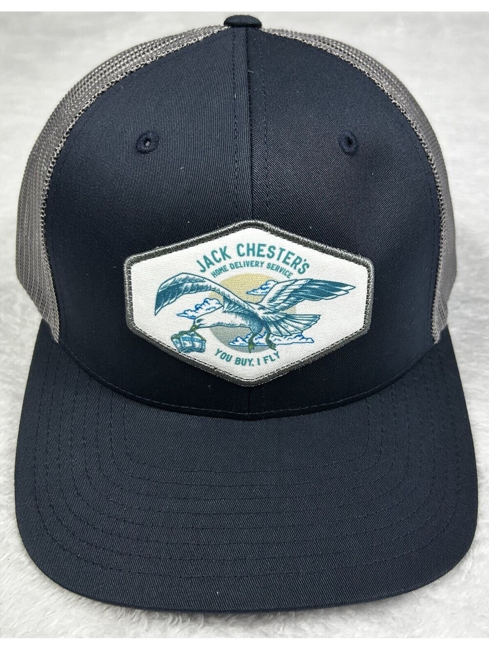 Jack Chester's Field Snapback Trucker Hat Home Delivery Service "You Buy I Fly"